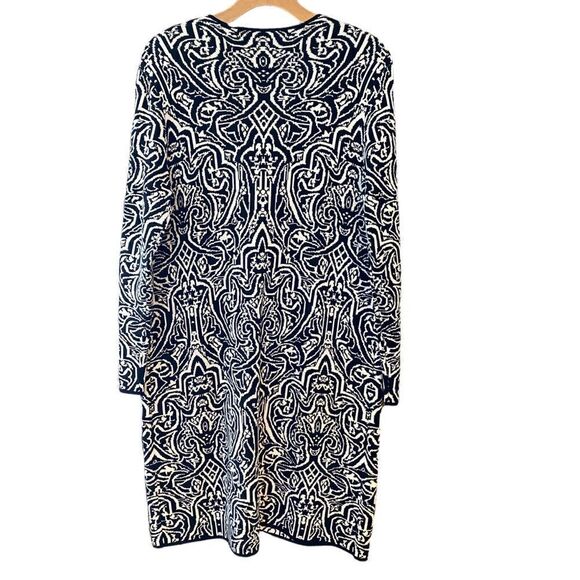 Colette Mordo Sadimara Sz M Black White Jacquard Knit Midi Button Sweater Jacket - Picture 3 of 12